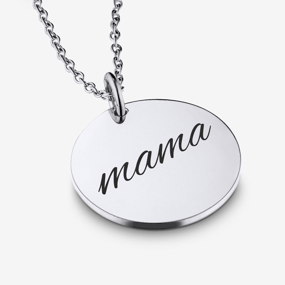 Aura Mama Disc Necklace in Silver