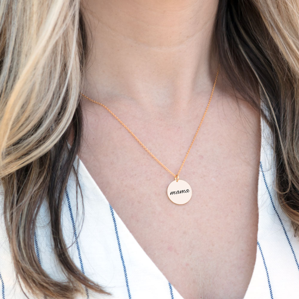 Aura Mama Disc Necklace in 18K Rose Gold Plating