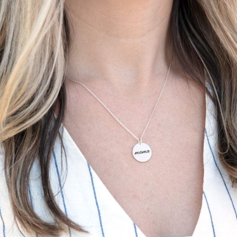 Aura Mama Disc Necklace in Silver