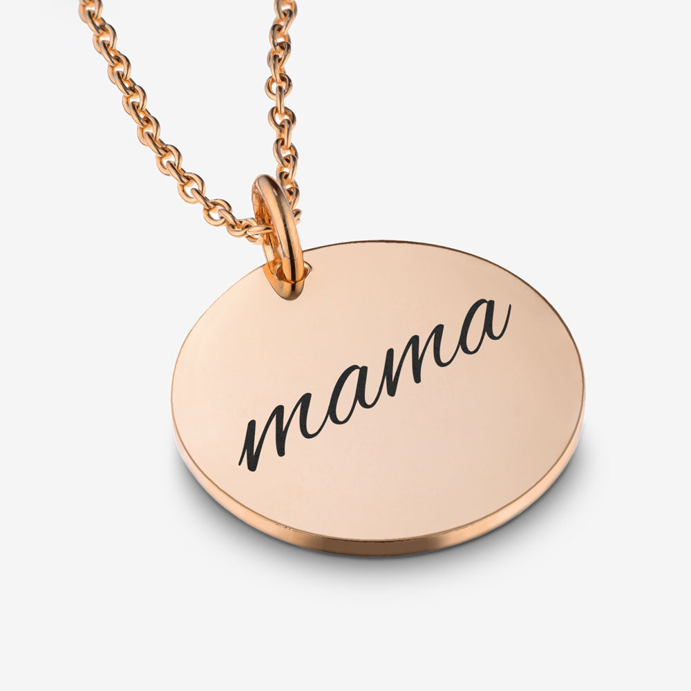 Aura Mama Disc Necklace in 18K Rose Gold Plating