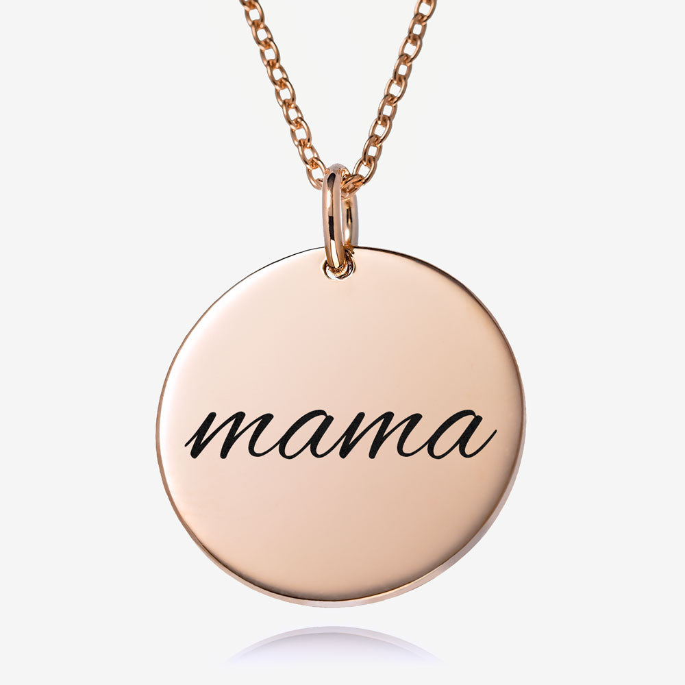 Aura Mama Disc Necklace in 18K Rose Gold Plating